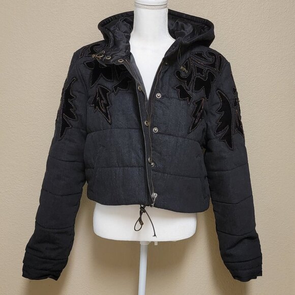 Free People Fleur de Lis Denim Puffer Jacket - Picture 4 of 16